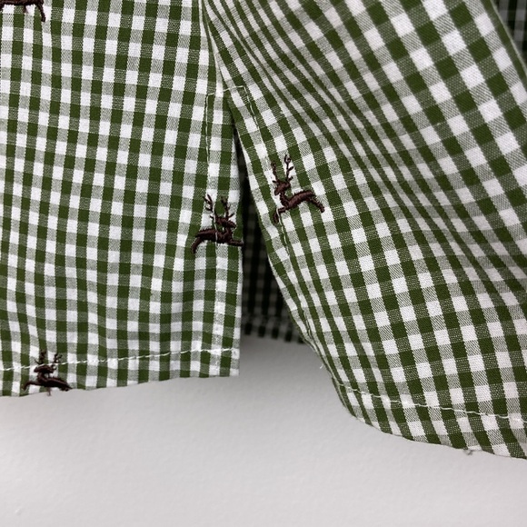 h. moser Salzberg Green Gingham Reindeer Button Front, Size EU 44/L - Picture 8 of 16